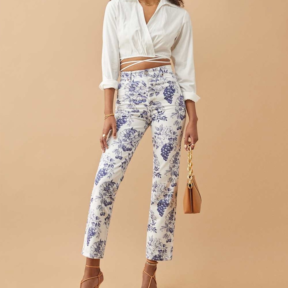 Cynthia Toile High Rise Straight Jeans